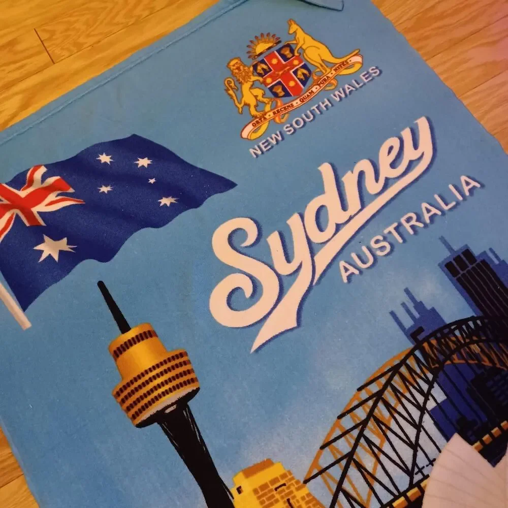 Sydney Australia Souvenir Beach Towel Kangaroo Surf VW Bus Opera House 34x60